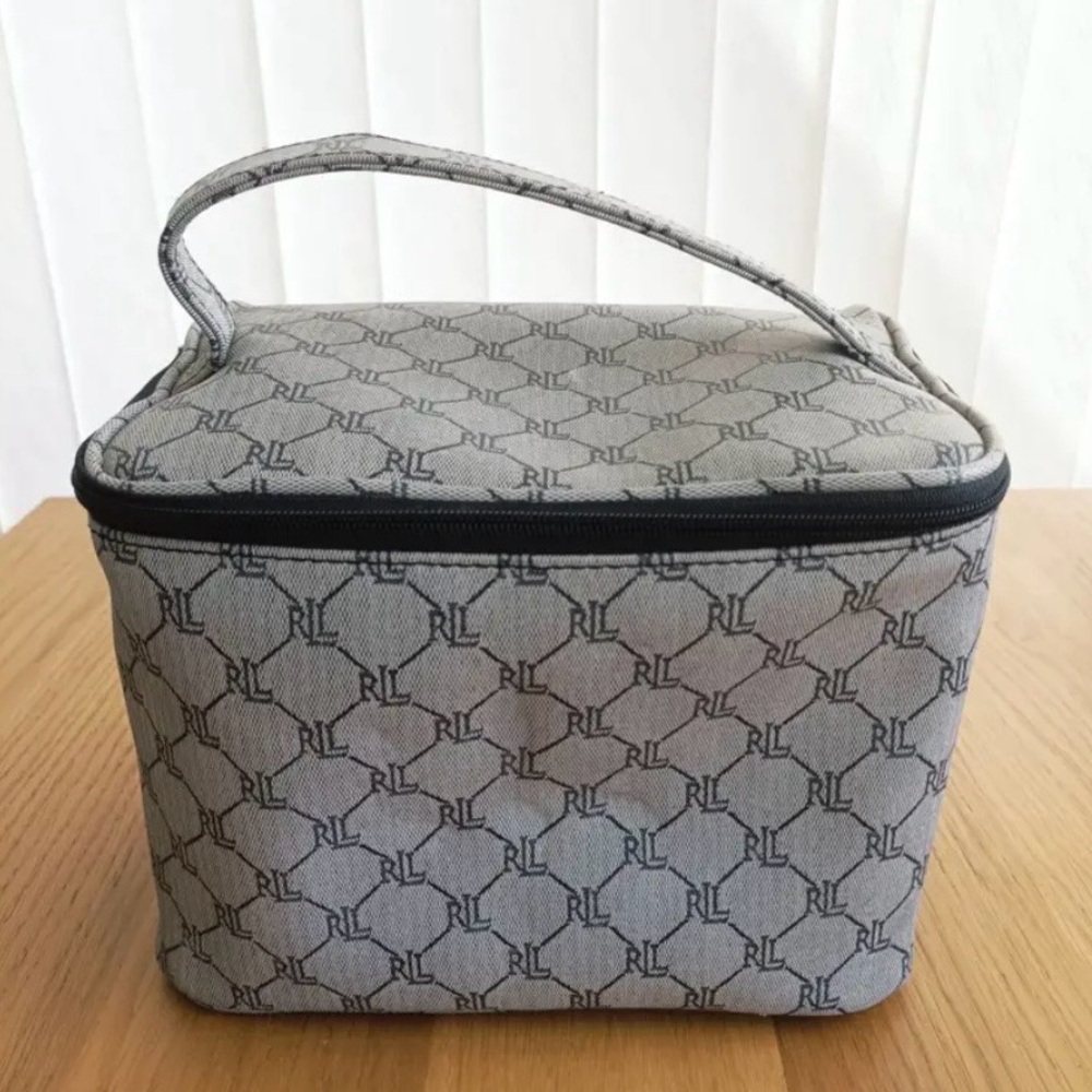 Ralph Lauren Gray Monogram Cosmetic Train Case